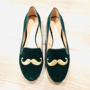 Zara Gold Velvet/ Gold Mustache Flats